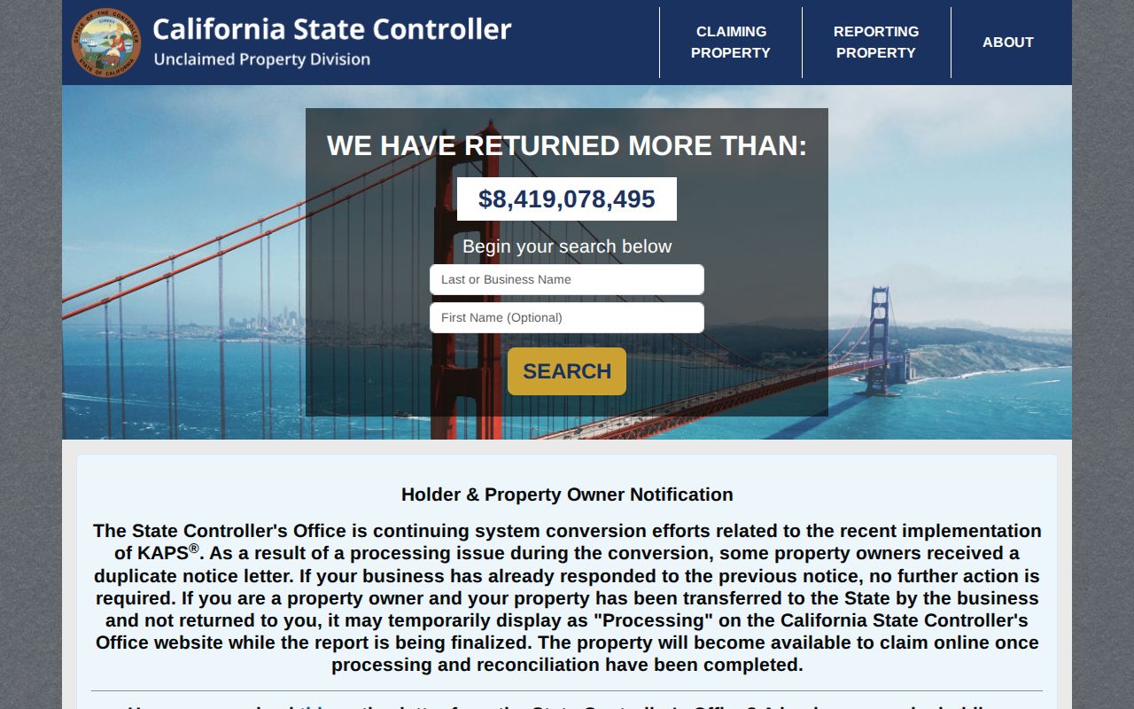 Rohnert Park neighbors research using the California unclaimed-property name search