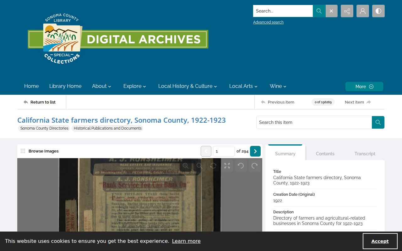 Rohnert Park previous residents research using a Sonoma County Farmers Directory scan